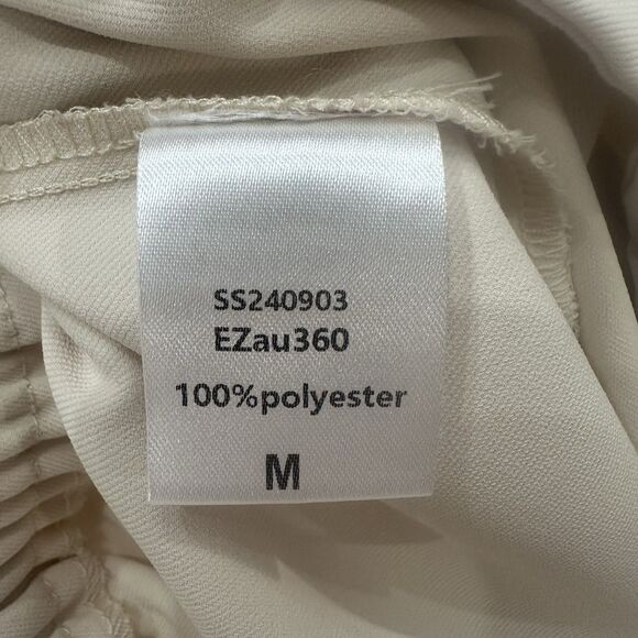 Wide Leg Trouser Dress Pant Womens Medium Cream Beige Pleated Office Work Career - Picture 6 of 8